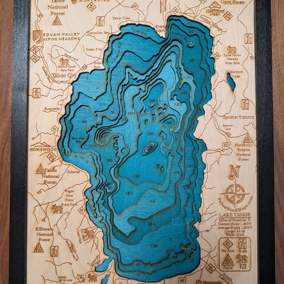 Lake Tahoe 3D Wood Map Art - Picture 4 of 4